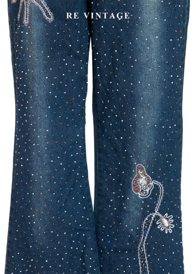 銀河落入凡間的夜晚 - 華麗星芒刺繡亮牛仔褲（24-28"）4