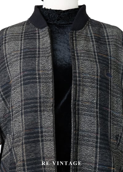 雜訊感黑灰格紋夾克外套3