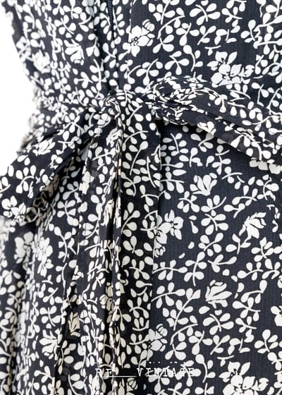 小碎花黑白色氣質長洋裝12