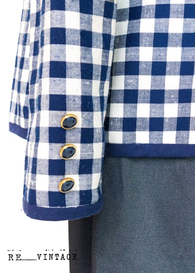 『法國寶物』法式深藍格西裝外套8