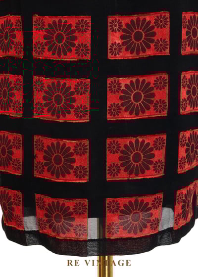 紅黑花朵定格照片高腰短裙（29"）4