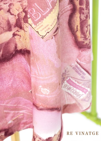 粉粉紅棉質仿牛仔拼接圖紋長裙（27")6