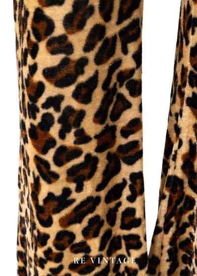 短毛絨布豹紋喇叭褲（27")8