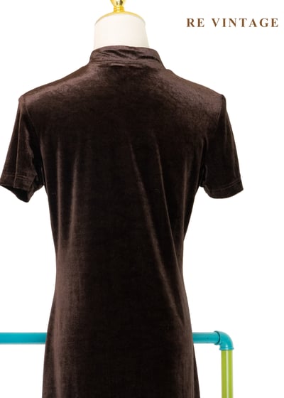 夜上海電台深巧克力色絨布洋裝13