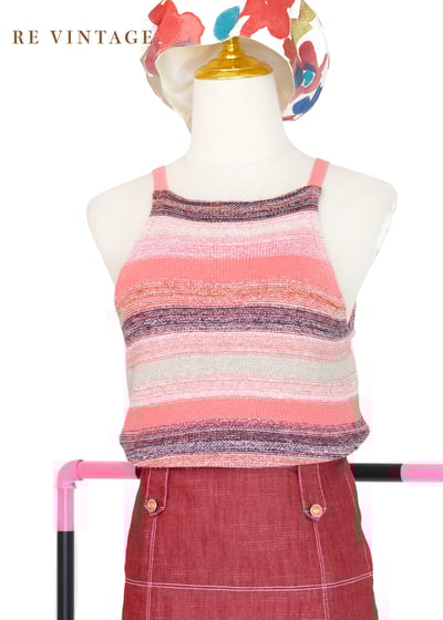 『歐洲寶物』漂亮粉紅線條針織小背心1