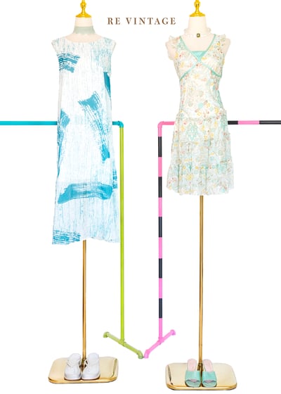 沖繩玻璃寶石色圖騰雪紡洋裝2