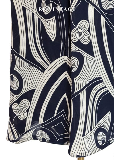 迷幻迴圈 - 深藍流動線條長洋裝15