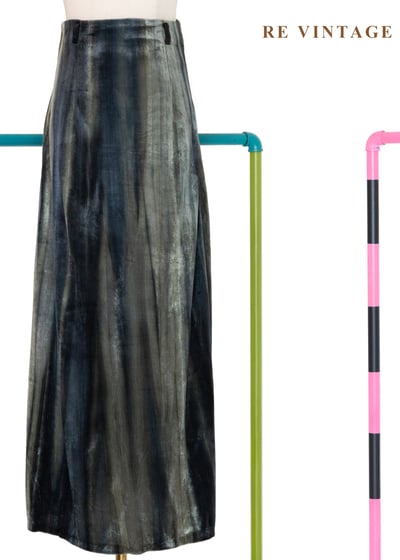 朦朧墨綠交融絨布高腰長裙（24"）1