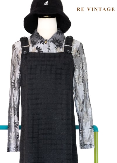 灰黑格紋織理吊帶裙3