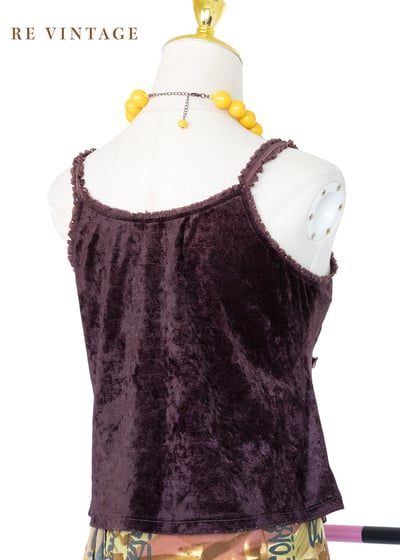 巧克力色精緻花影絨布小背心8