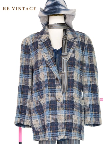海洋藍系重磅粗花格紋西裝外套1