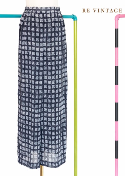 灰黑色格紋雪紡寬版長褲（24-27")1