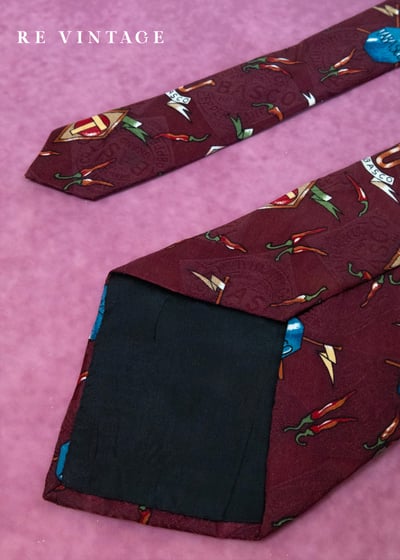 辛辣的古著靈魂Tabasco辣椒醬印花領帶8