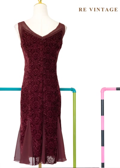 勃根地神秘古典浮雕絨布洋裝11