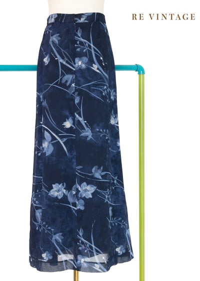 水墨花卉低語深藍長裙（26"）7