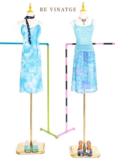 水藍の天空藍染細肩帶洋裝2