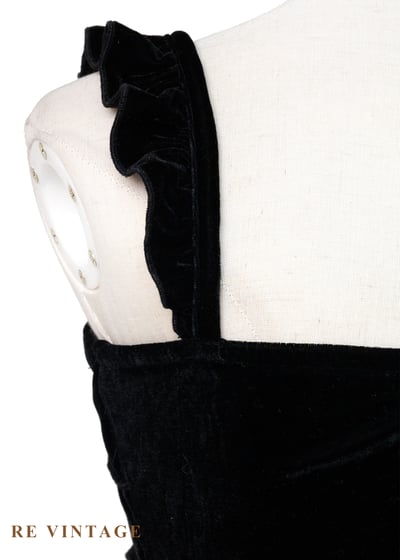 優雅荷葉邊黑天鵝絨布小背心7