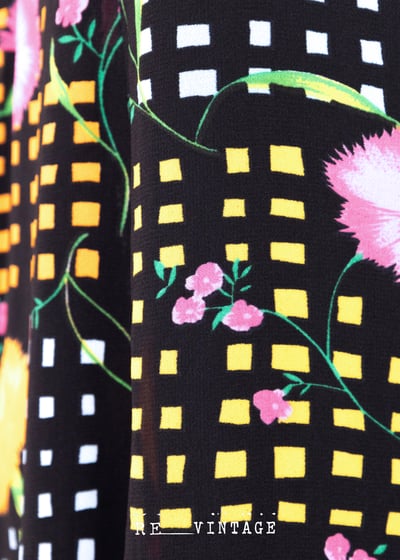 雙色康乃馨格紋長洋裝7