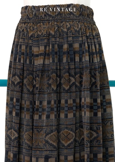 仿織品圖騰復古色長裙（24-34"）3