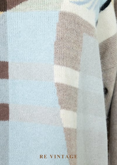 莫蘭迪抽象拼接圖騰針織毛衣7