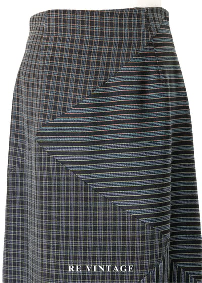 酷感錯位格紋拼接長裙（24"）3