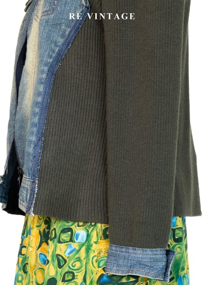 Casual 墨綠拼接單寧外套9