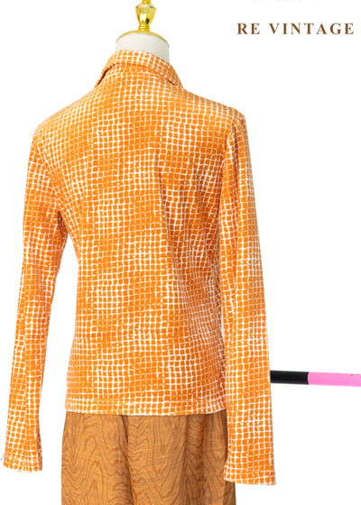 溫潤橘子細密方格紋絨布上衣8