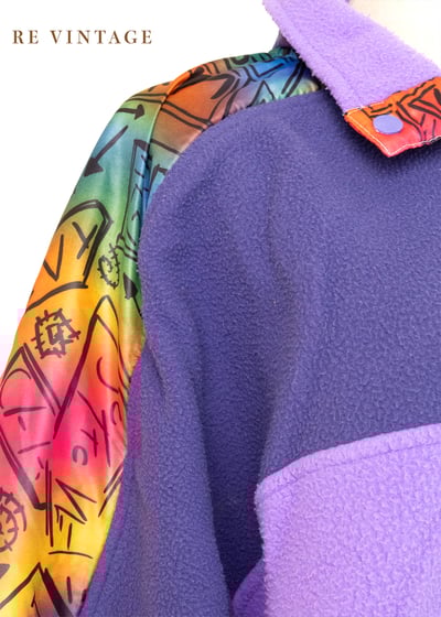 『歐洲寶物』糖果紫拼接搖粒絨帥氣半領運動衫4