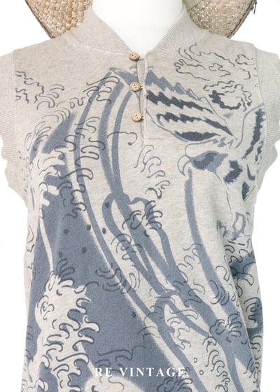 灰藍の浪花米棕色背心3