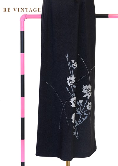 氣質單品 - 灰黑色銀白花枝長洋裝4