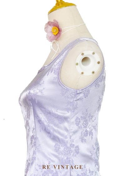 套裝背心 - 淡雅夢幻冰紫色花卉圖騰背心6