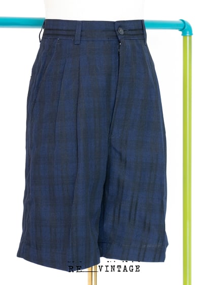 深藍色線條高腰西裝短褲（26"）1