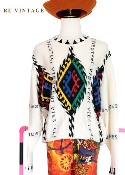 日本製 - 密碼部落神秘菱形圖騰針織毛衣1