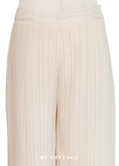 奶油白線條中國釦高腰直筒褲（27"）3