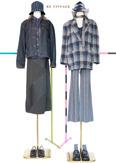 時空經緯 - 復古彩條微喇叭長褲（28"）2