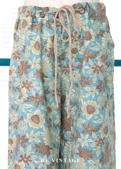 鄉村藍棕黃花慵懶午後寬版直筒褲（24-32"）3