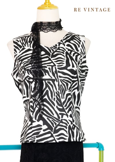 時髦黑白撞印斑馬紋背心1