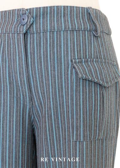 必備單品 - 街頭灰藍線條酷感長褲(30-32")5