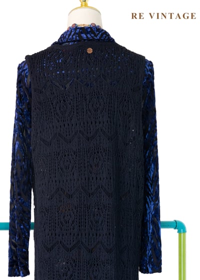 Dark Navy長版圖騰鉤針罩衫13