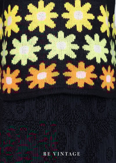 三色小花可愛的針織毛衣5