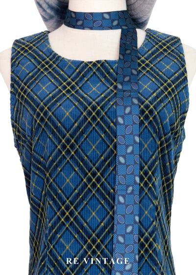 藍色菱格宇宙燈芯絨迷你洋裝7