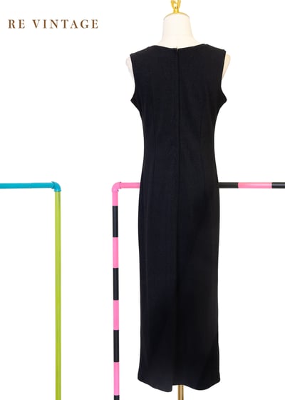 氣質單品 - 灰黑色銀白花枝長洋裝11