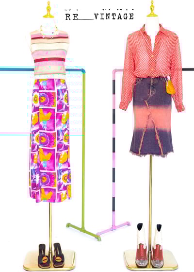 紫紅色大黃花高腰長裙2