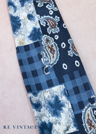 拼布工藝 Paisley 格紋領帶藍白格紋領帶8