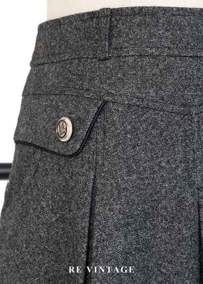 質感單品 - 灰毛呢復古金釦短裙（26"）5