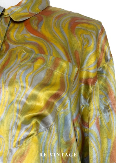 漩渦印花流動顏料緞面襯衫6