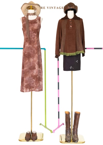 深褐色角落小白花綻放短裙（27"）2