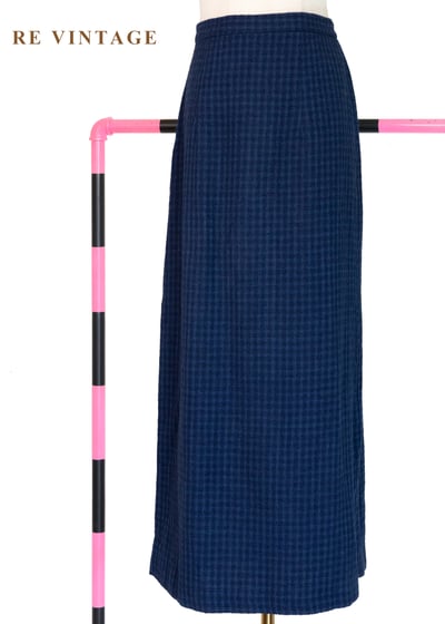 午夜藍調細格紋長裙（24-26”）1