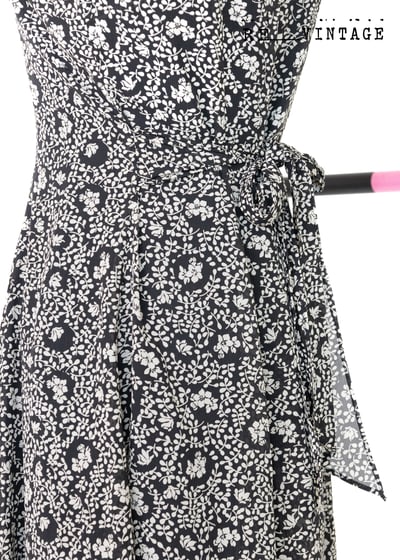 小碎花黑白色氣質長洋裝7