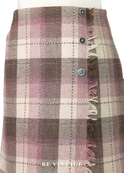 柔柔粉霧棕格紋流蘇短裙（26“）3